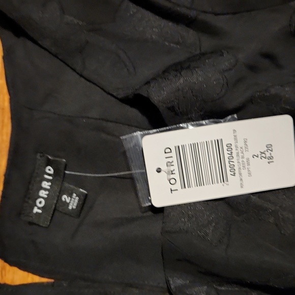 Torrid Peplum Chiffon Clip Floral Puff Sleeve Top - Picture 7 of 8